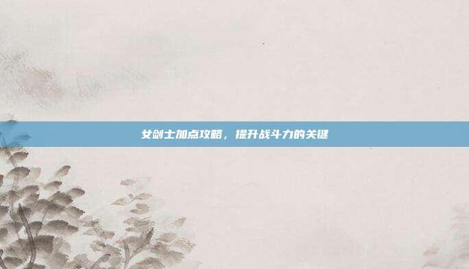 女剑士加点攻略,提升战斗力的关键