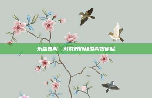 乐圣团购，游戏界的超值购物体验