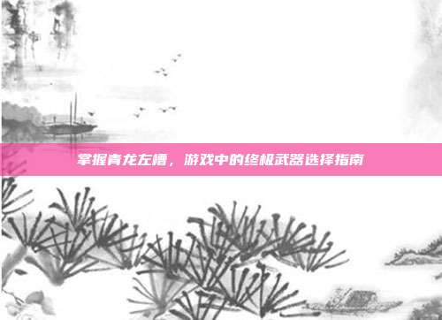 掌握青龙左槽,游戏中的终极武器选择指南