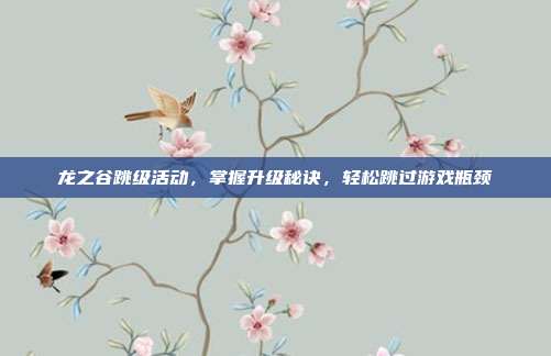 龙之谷跳级活动,掌握升级秘诀,轻松跳过游戏瓶颈