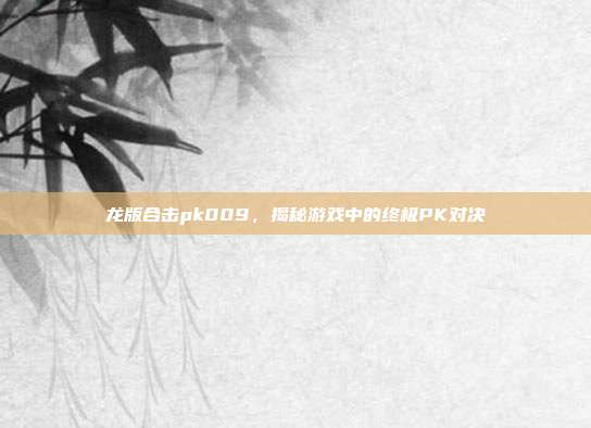龙版合击pk009,揭秘游戏中的终极PK对决