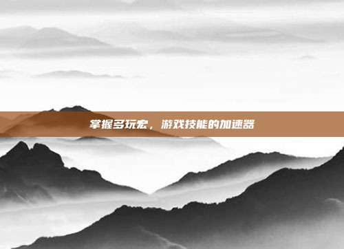 掌握多玩宏,游戏技能的加速器
