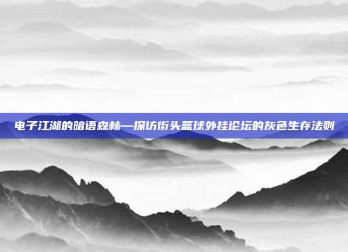 电子江湖的暗语森林—探访街头篮球外挂论坛的灰色生存法则