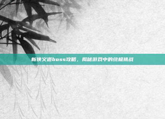 新侠义道boss攻略，揭秘游戏中的终极挑战