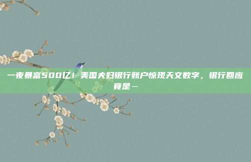 一夜暴富500亿！美国夫妇银行账户惊现天文数字，银行回应竟是…