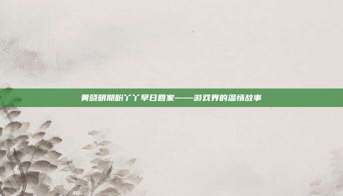 黄晓明期盼丫丫早日回家——游戏界的温情故事