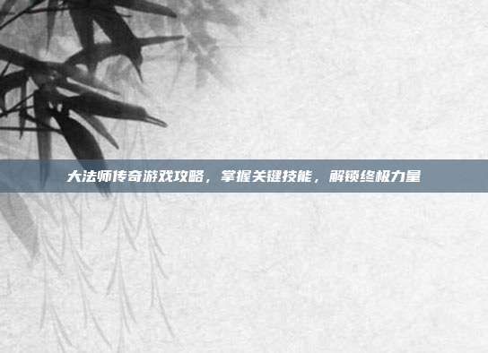 大法师传奇游戏攻略，掌握关键技能，解锁终极力量