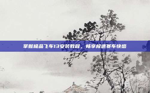 掌握极品飞车13安装教程，畅享极速赛车快感