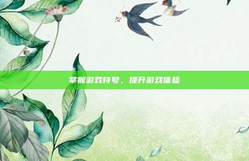 掌握游戏符号，提升游戏体验