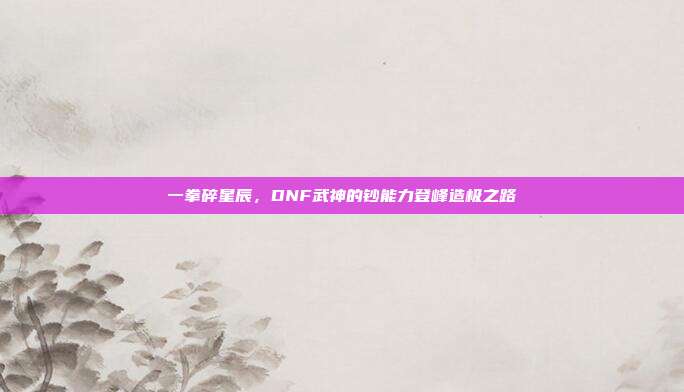 一拳碎星辰，DNF武神的钞能力登峰造极之路