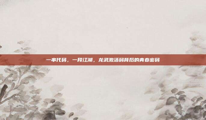 一串代码，一段江湖，龙武激活码背后的青春密码