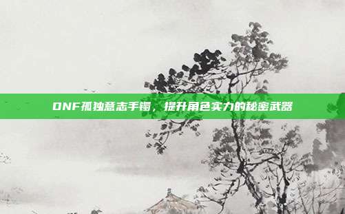 DNF孤独意志手镯，提升角色实力的秘密武器