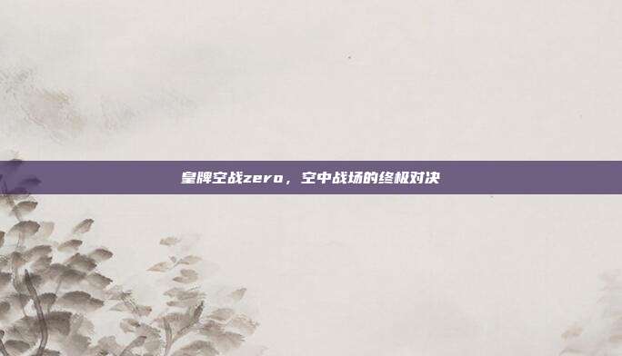 皇牌空战zero，空中战场的终极对决