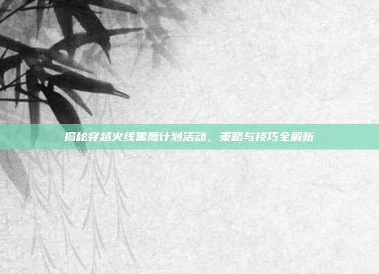 揭秘穿越火线黑鹰计划活动，策略与技巧全解析