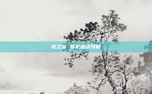 龙之谷 祭祀加点攻略