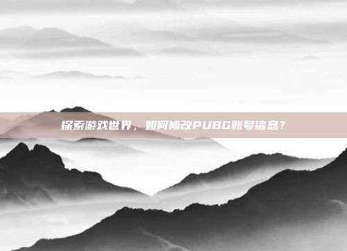 探索游戏世界，如何修改PUBG账号信息？
