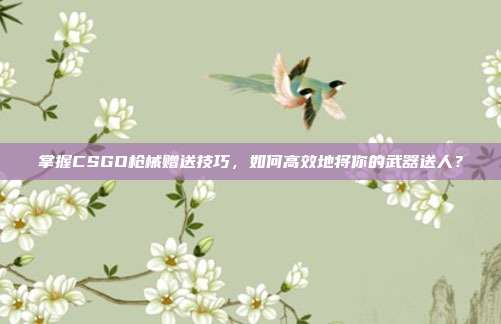 掌握CSGO枪械赠送技巧，如何高效地将你的武器送人？