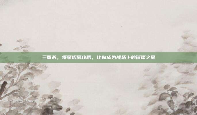 三国杀，将星招募攻略，让你成为战场上的璀璨之星