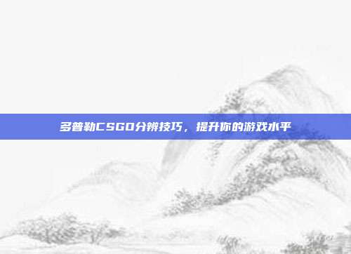多普勒CSGO分辨技巧，提升你的游戏水平