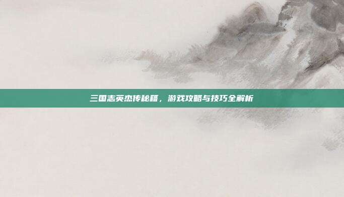 三国志英杰传秘籍，游戏攻略与技巧全解析