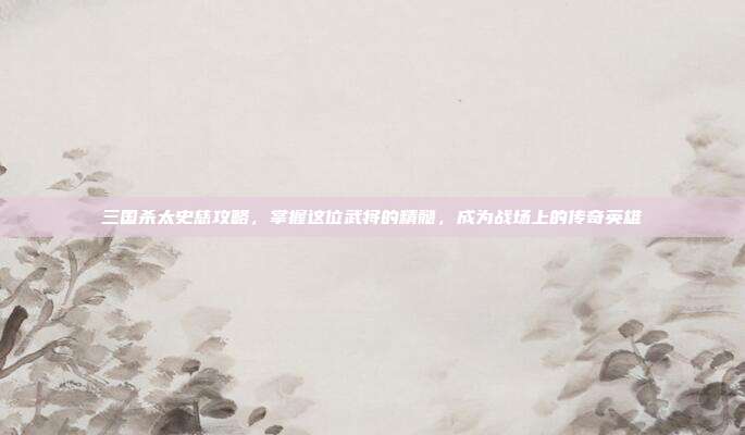 三国杀太史慈攻略，掌握这位武将的精髓，成为战场上的传奇英雄
