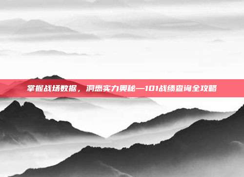 掌握战场数据，洞悉实力奥秘—101战绩查询全攻略