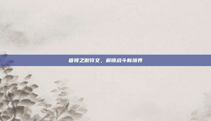 首领之傲符文，解锁战斗新境界