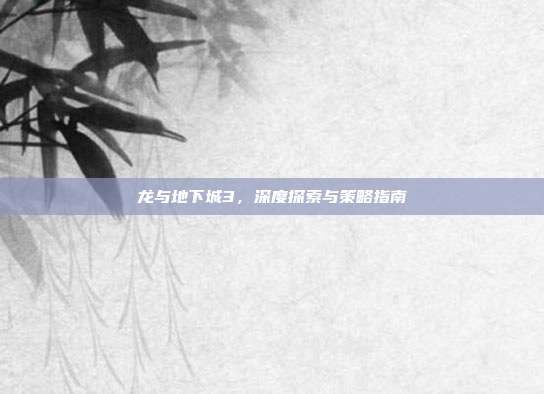 龙与地下城3，深度探索与策略指南