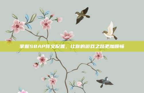 掌握S8AP符文配置，让你的游戏之路更加顺畅