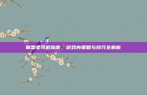 联盟老司机指南,游戏内策略与技巧全解析