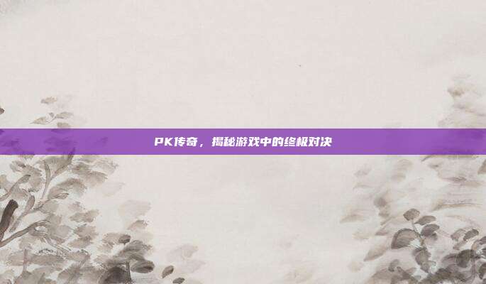 PK传奇,揭秘游戏中的终极对决