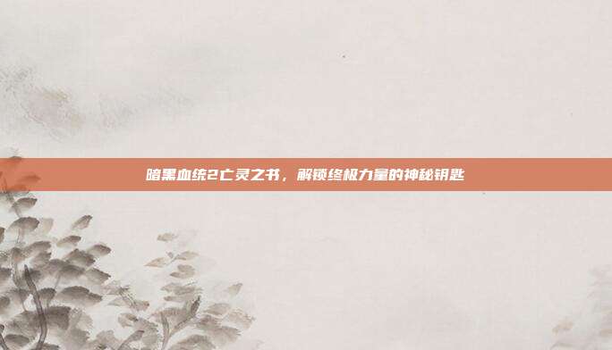 暗黑血统2亡灵之书，解锁终极力量的神秘钥匙