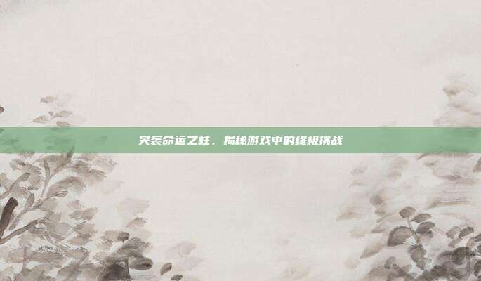 突袭命运之柱，揭秘游戏中的终极挑战