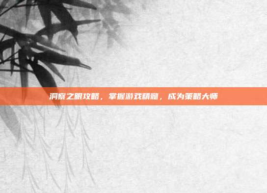 洞察之眼攻略,掌握游戏精髓,成为策略大师