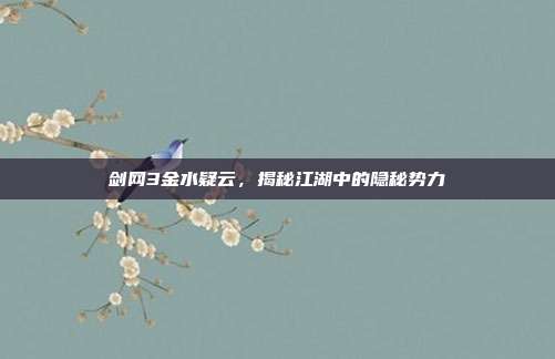 剑网3金水疑云，揭秘江湖中的隐秘势力