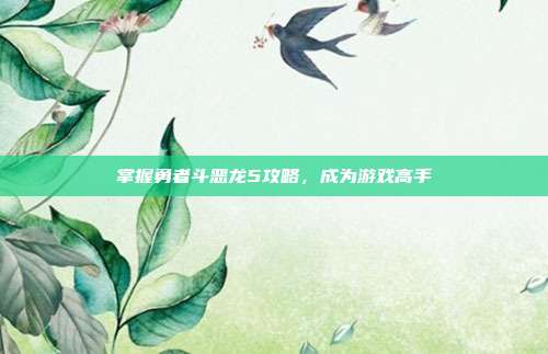 掌握勇者斗恶龙5攻略，成为游戏高手