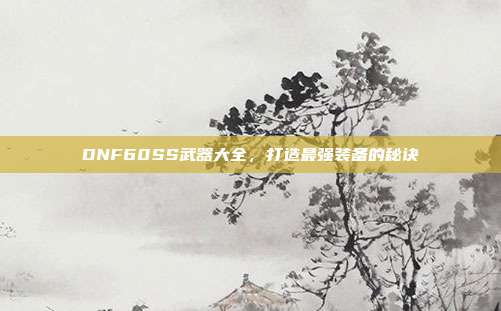 DNF60SS武器大全,打造最强装备的秘诀