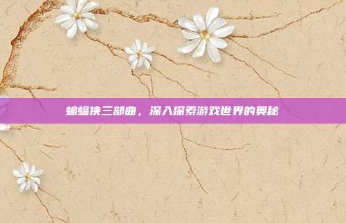 蝙蝠侠三部曲,深入探索游戏世界的奥秘