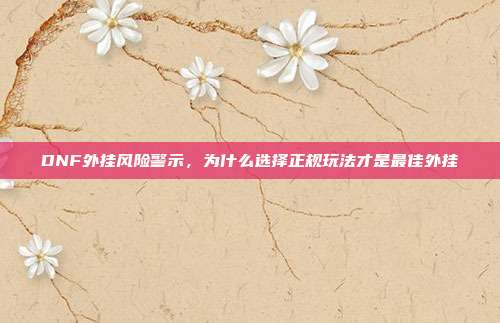 DNF外挂风险警示，为什么选择正规玩法才是最佳外挂