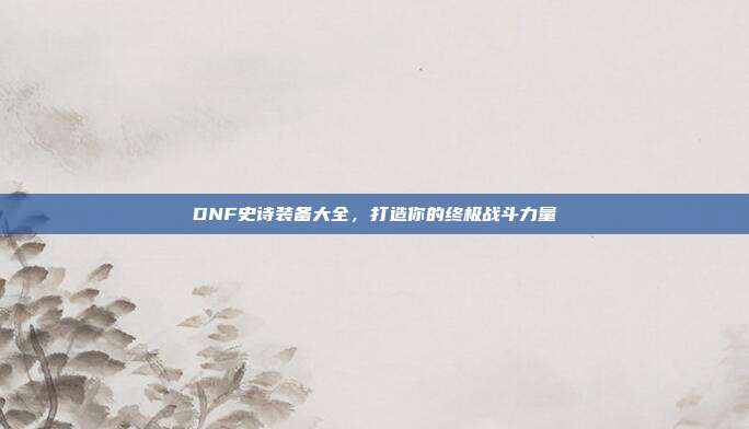 DNF史诗装备大全,打造你的终极战斗力量