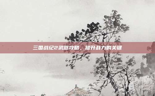 三国战纪2武器攻略，提升战力的关键
