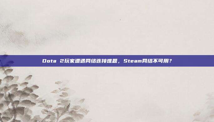 Dota 2玩家遭遇网络连接难题,Steam网络不可用?