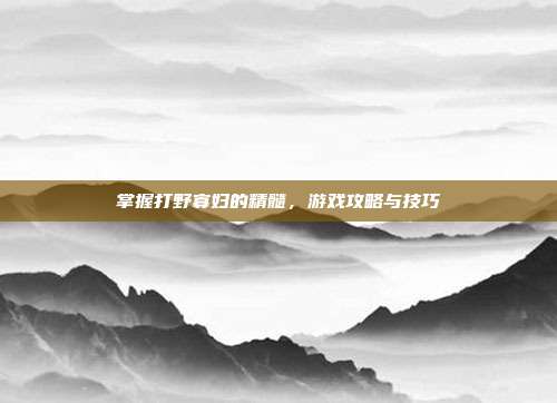 掌握打野寡妇的精髓，游戏攻略与技巧