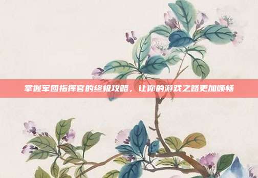 掌握军团指挥官的终极攻略,让你的游戏之路更加顺畅