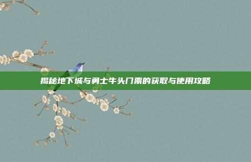 揭秘地下城与勇士牛头门票的获取与使用攻略