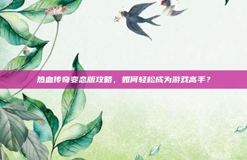 热血传奇变态版攻略,如何轻松成为游戏高手?