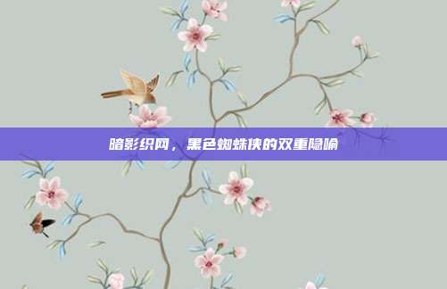 暗影织网，黑色蜘蛛侠的双重隐喻
