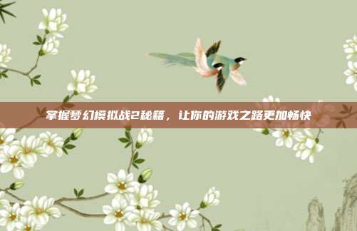 掌握梦幻模拟战2秘籍,让你的游戏之路更加畅快