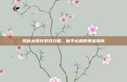 揭秘太阳井游戏攻略,新手必知的黄金指南