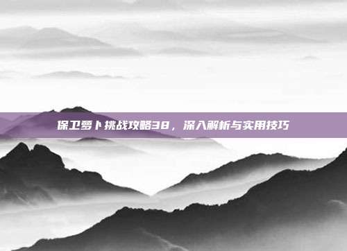 保卫萝卜挑战攻略38,深入解析与实用技巧
